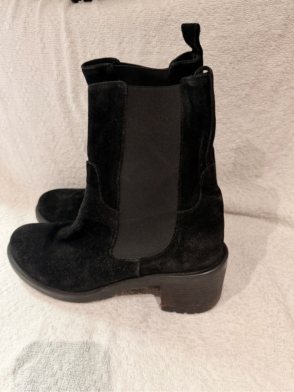 Black Suede Chelsea Boots - Women's Classic Ankle Boot. Made in Italy